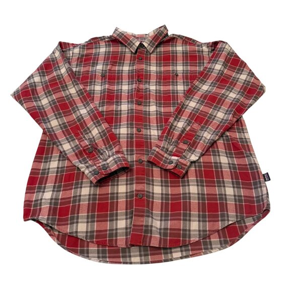Patagonia Mens XL Organic Cotton Red Plaid Button-Up Shirt - Picture 1 of 11